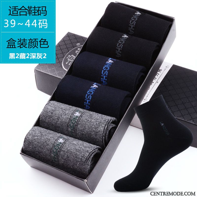 Chaussette Homme Coton Printemps Section Mince Chaussettes En Coton Été Transpiration Noir