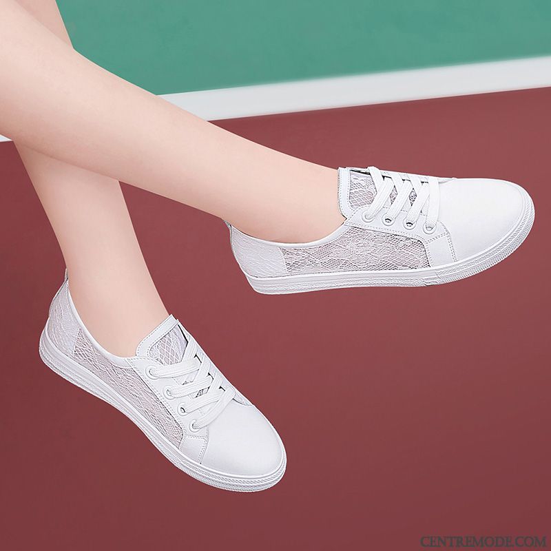Chaussures De Running Femme Décontractée Étudiant Tous Les Assortis Velcro Respirant Printemps Blanc