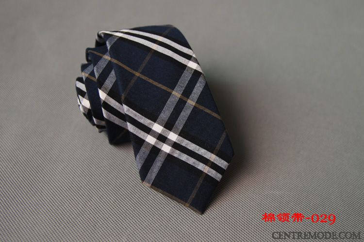 Cravate Homme 100% Coton Loisir Tissu Rayé Étroit Tendance Jaune