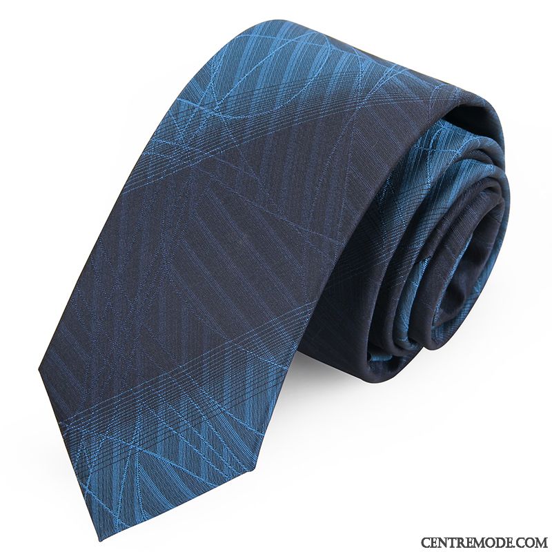 Cravate Homme Britanique Entreprise Carrière 7cm Marier Étudiant Bleu