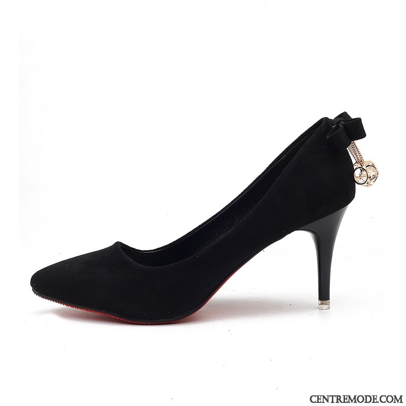 Escarpins Femme Derbies Chaussures De Mariage Pointe Pointue Arc Fille Talon Moyen Noir Rose