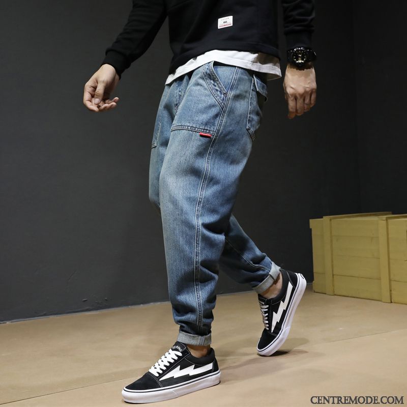 Jeans Homme Camouflage Serrés Gras Hip Hop Hiver Longue Noir