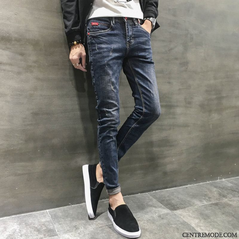 Jeans Homme L'automne Pantalon Slim Décontractée Longue Extensible Noir
