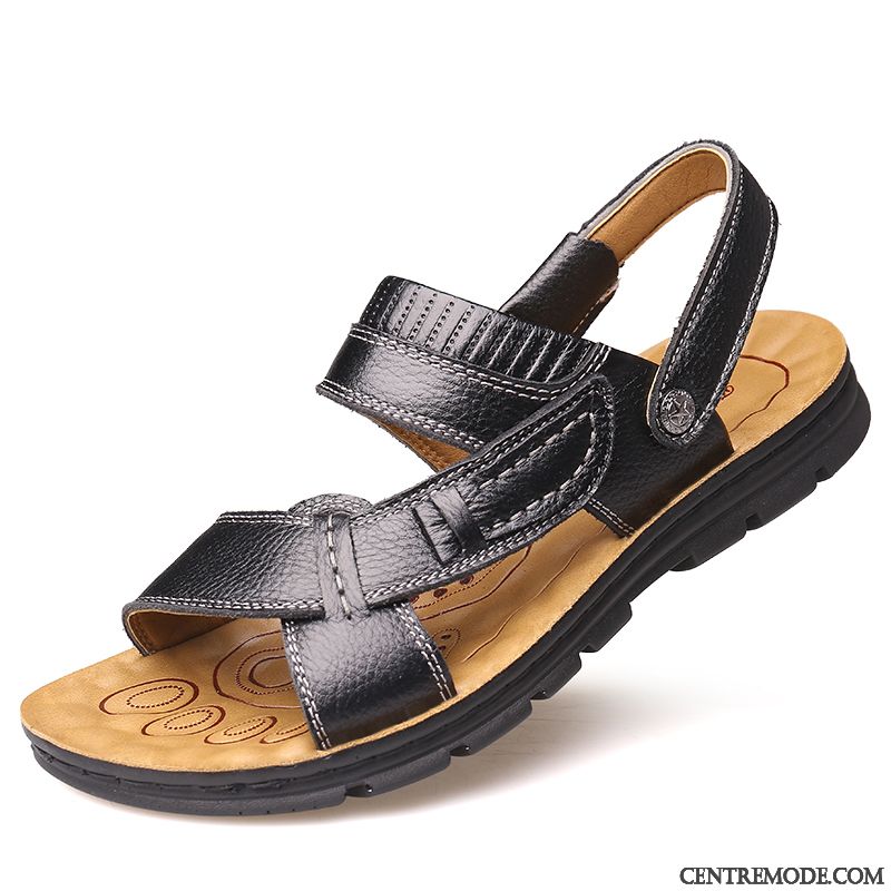 Les Chaussures Sandales Homme Noir Seashell, Chaussure Mode Pas Cher Sandales