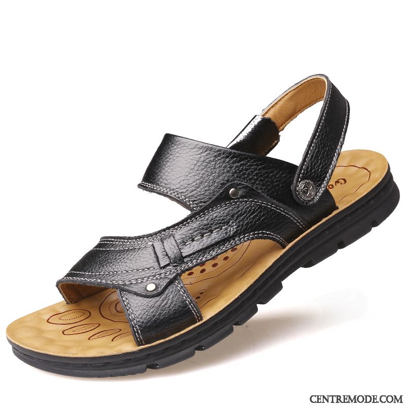 Les Chaussures Sandales Homme Noir Seashell, Chaussure Mode Pas Cher Sandales