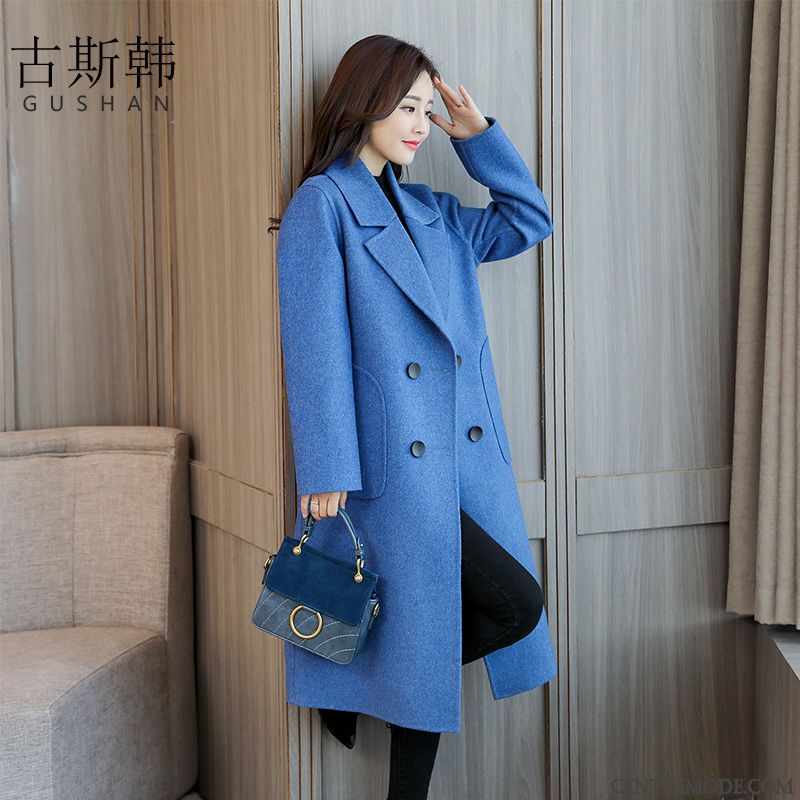 Manteaux Femme Longue Manteau En Laine Mode Grande Taille Baggy Mince Bleu