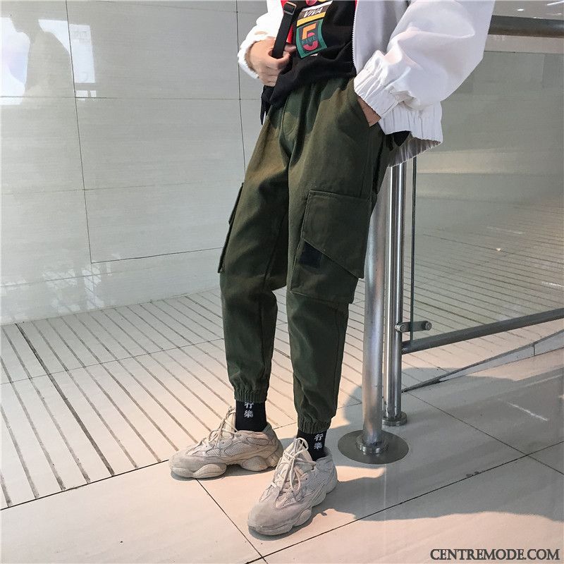 Pantalon Cargo Homme Marque De Tendance Kaki Serrés Collants Étudiant Baggy