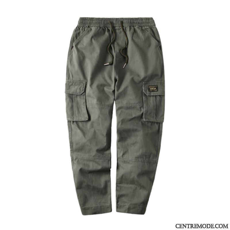 Pantalon Cargo Homme Multi-poche Élastique Marque De Tendance Pantalons Vert
