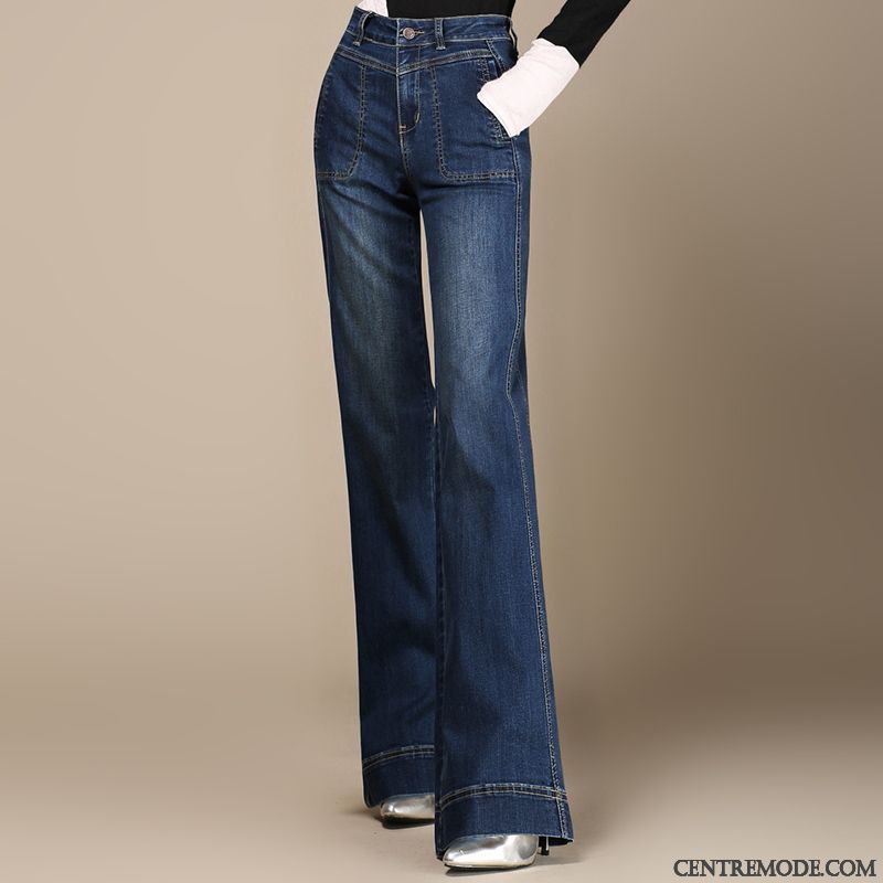 Pantalon Femme Taille Haute Pas Cher, Jeans De Couleur Femme Poudre Bleue Argent