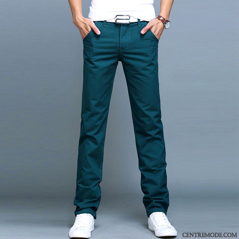 Pantalon Taille Elastique Homme, Pantalon Droit Taille Haute Tout Noir Vert