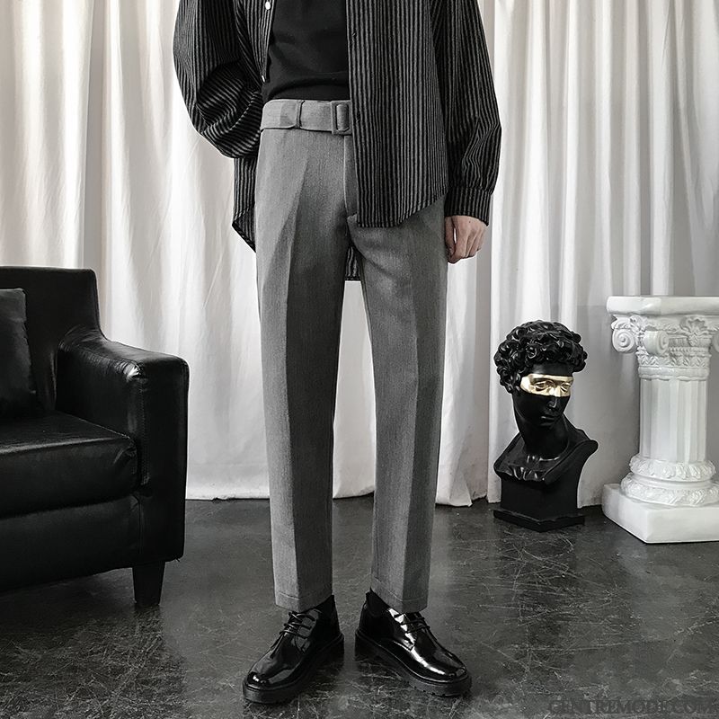 Pantalons Homme Costume Longue Baggy Décontractée Collants Été Pure Noir