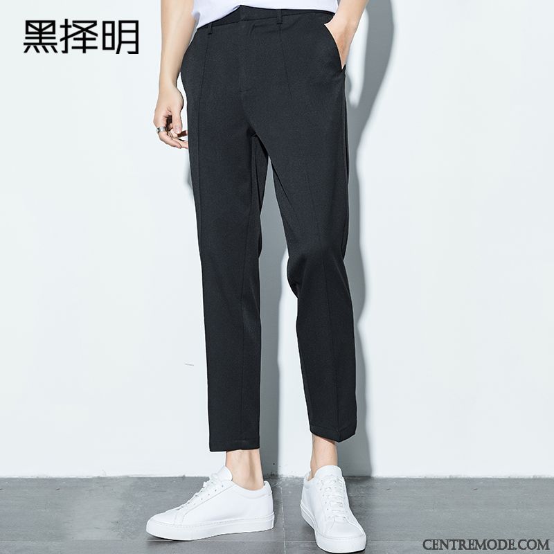 Pantalons Homme Extensible Décontractée Slim Collants Simple Printemps Noir Gris
