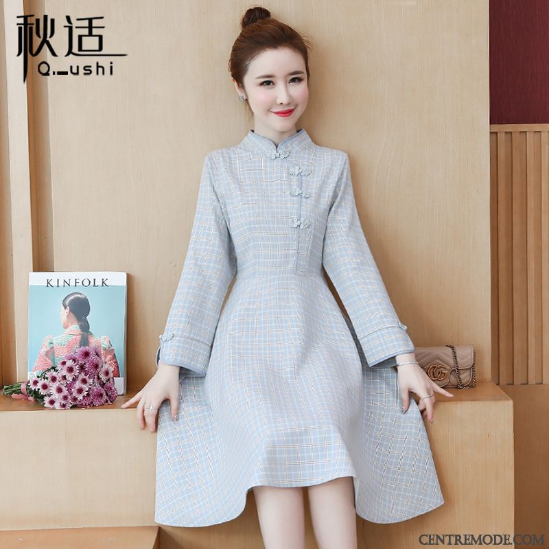 Robes Femme Printemps L'automne Cheongsam Style Chinois Rétro