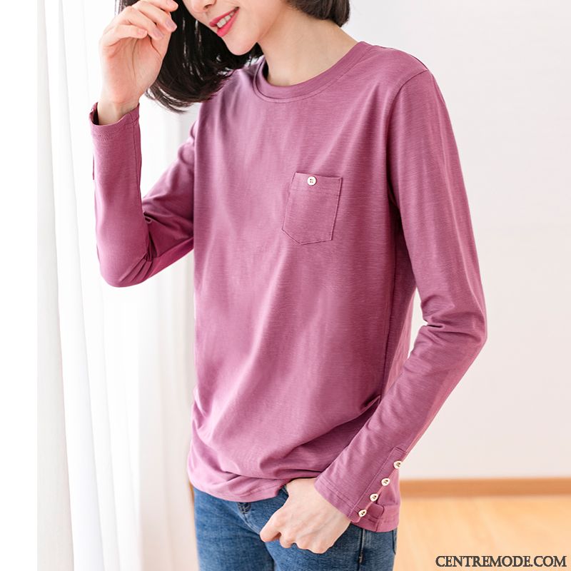 T-shirts Femme Coton Chemise En Bas Graisse Baggy T-shirt Long Grande Taille Rouge Violet