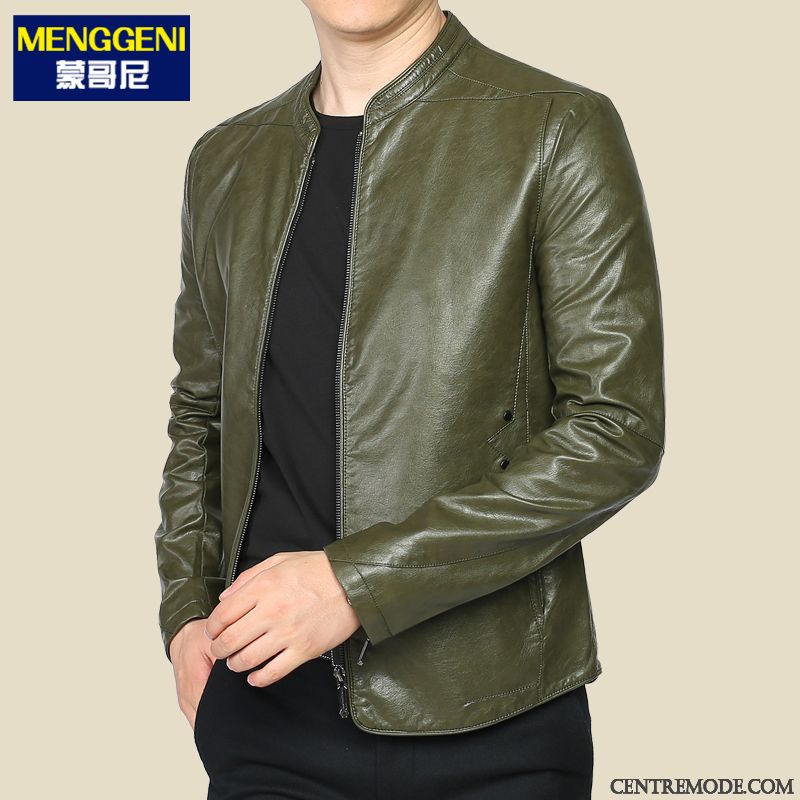 Blouson En Cuir Homme Violet Marron, Blouson Homme Solde Soldes