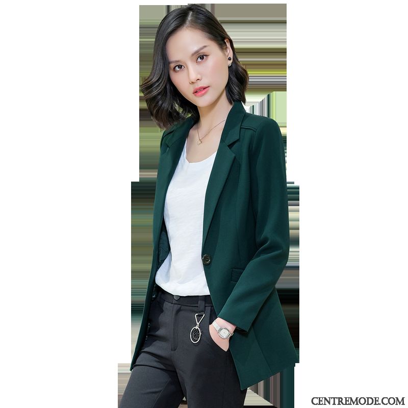 Costumes Blazer Femme Veste De Costume Longue Printemps Rétro L'automne Vert Foncé Rouge Vert