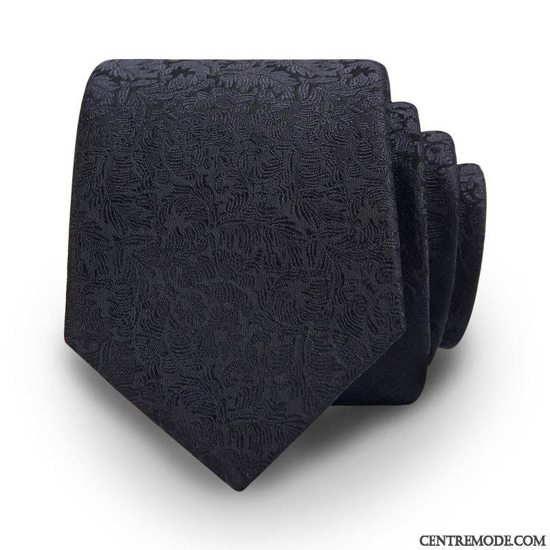 Cravate Homme Loisir Vêtements De Cérémonie Entreprise Modèle Costume Feuilles Noir