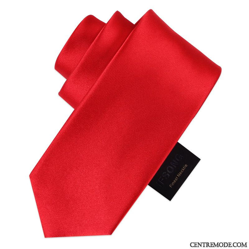 Cravate Homme Soie Mulberry Marier Le Marié Entreprise Vêtements De Cérémonie Noir Pur Rouge