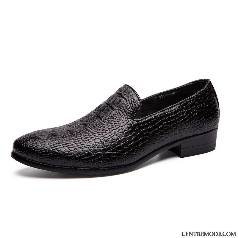 Derbies Homme Slip-on Crocodile Chaussures En Cuir Tendance Cuir Véritable Grande Taille Noir