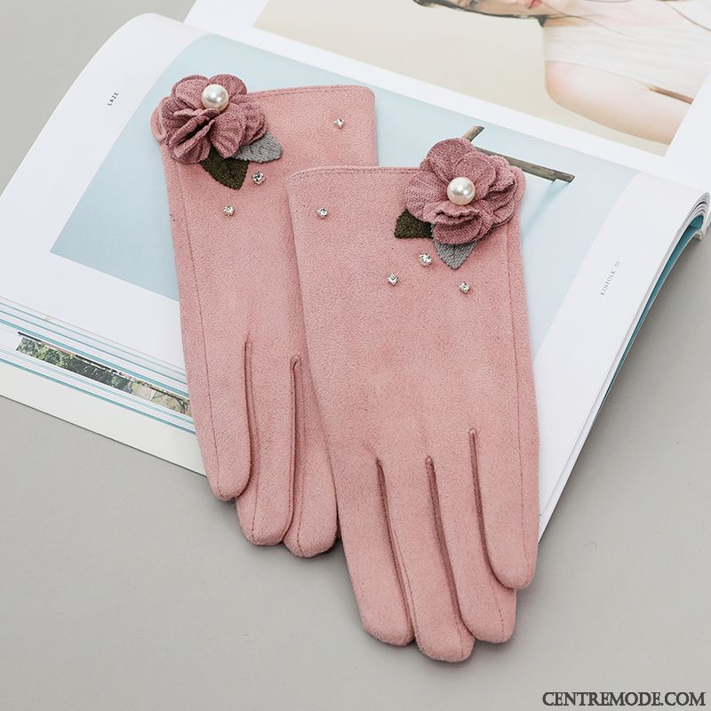 Gant Femme Écran Tactile Plus Épais Plus De Cachemire Le Nouveau Hiver Élégant Rose