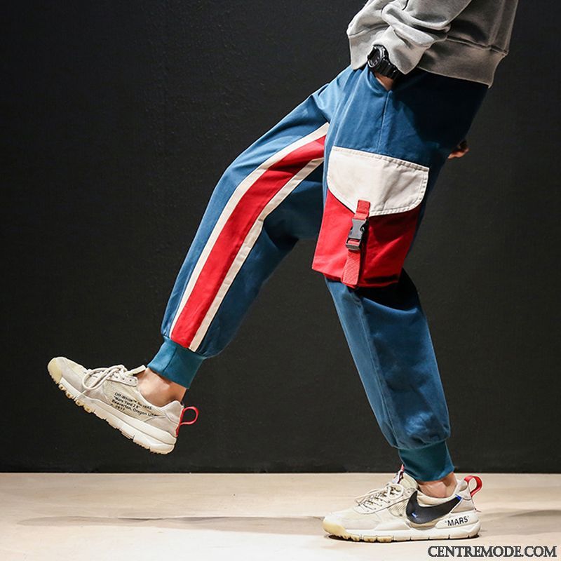 Pantalon Cargo Homme Collants Baggy Serrés Marque De Tendance Grande Taille Hip Hop Bleu