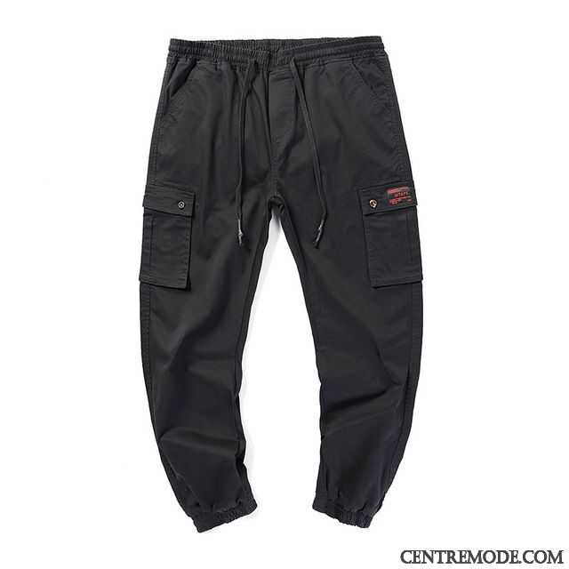 Pantalon Cargo Homme Grande Taille Gros Pantalons Graisse Multi-poche Serrés Noir
