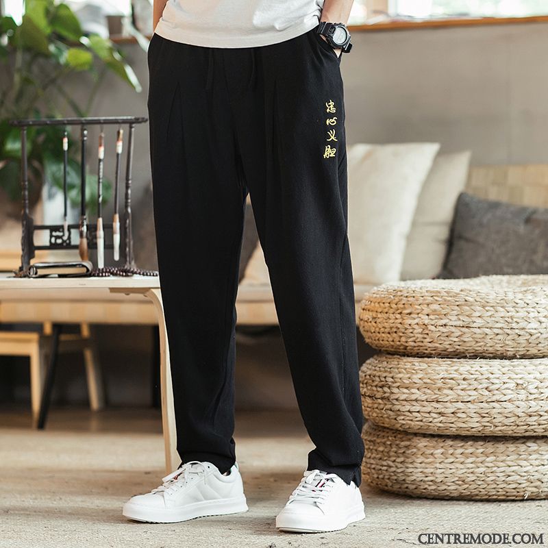 Pantalons Homme Décontractée Harlan Jeunesse Style Chinois Grande Taille Baggy Noir