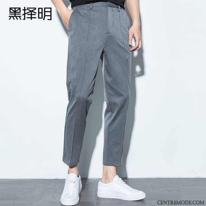 Pantalons Homme Extensible Décontractée Slim Collants Simple Printemps Noir Gris