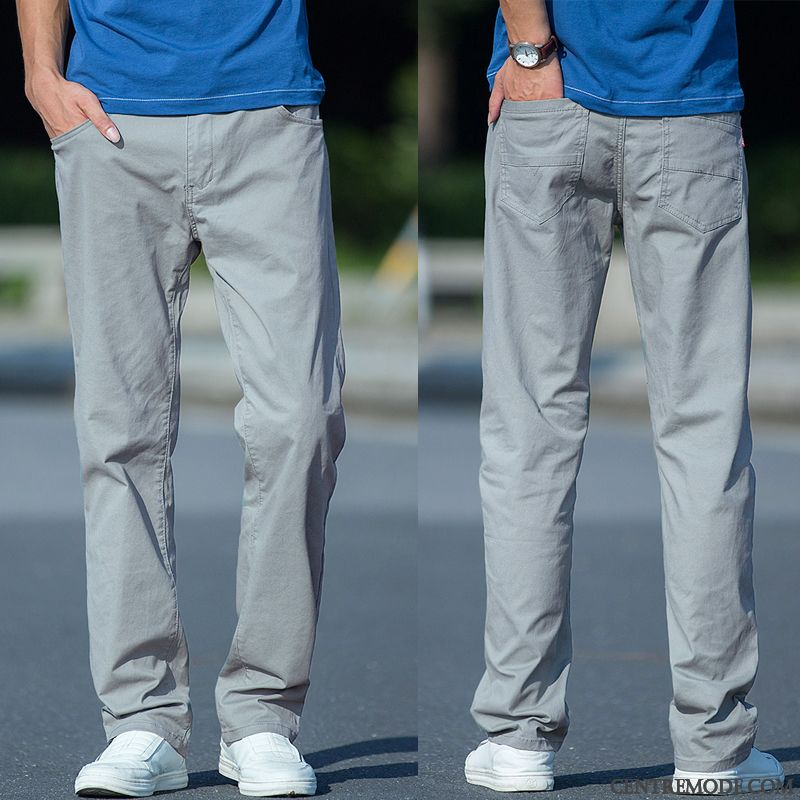 Pantalons Homme Longue Grande Taille Légère Baggy Été Extensible Gris