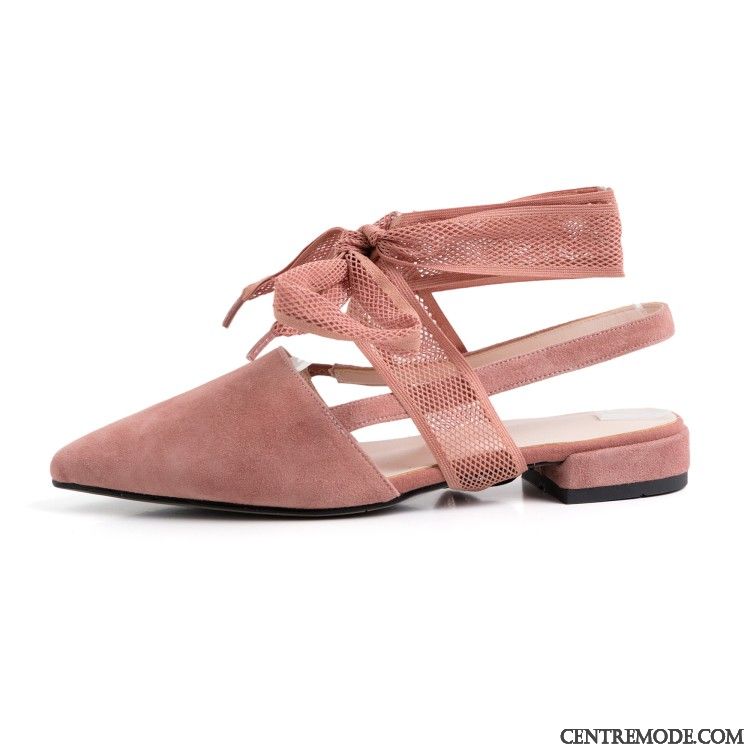 Sandales Femme Été Confortable Les Bretelles Chaussures Plates Arc Flats Rose
