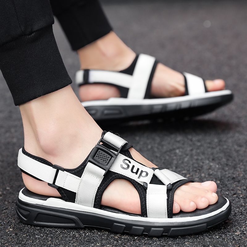Sandales Homme Décontractée Mode Jeunesse Outwear Sport Tous Les Assortis Blanc Noir