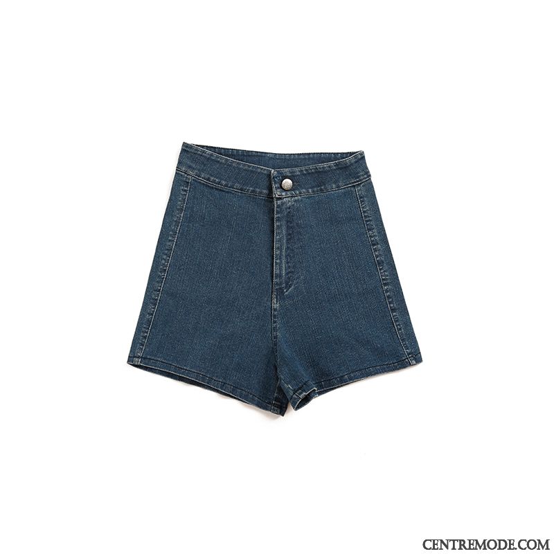 Shorts Femme Pantalon Chaud Extensible Printemps Taille Basse Denim Tendance Bleu Marin Noir