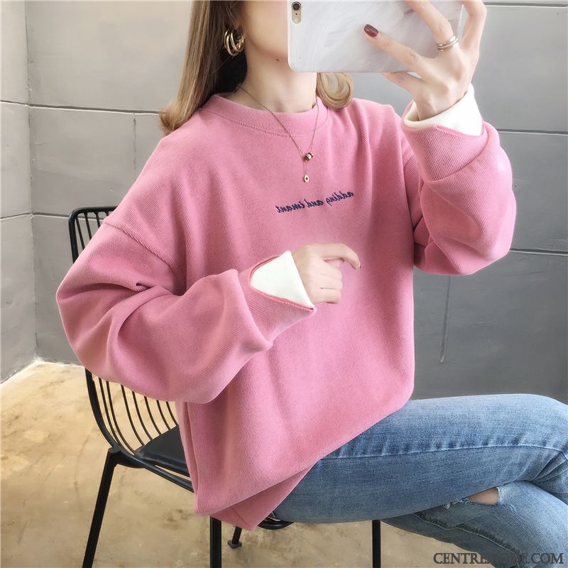 Sweat À Capuche Femme Légère Tendance Une Veste L'automne Dame Baggy Rose