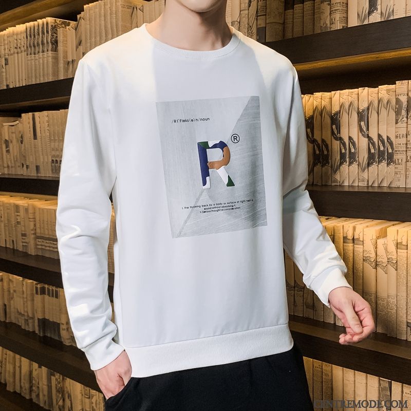 Sweat À Capuche Homme Baggy Printemps T-shirt Long Une Veste L'automne Tendance Blanc