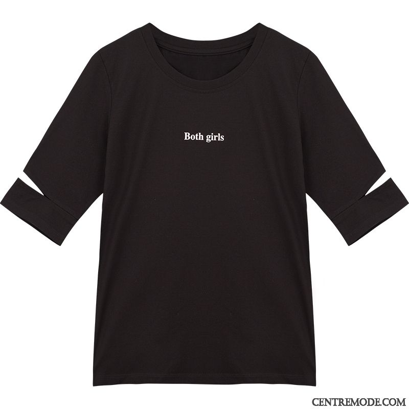 T-shirts Femme Désign Été Baggy Une Veste Manche Coton Bio Noir