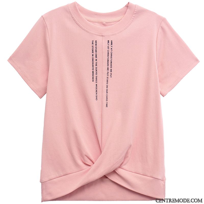 T-shirts Femme Une Veste Irrégulier Courte Été Tendance Mince Rose