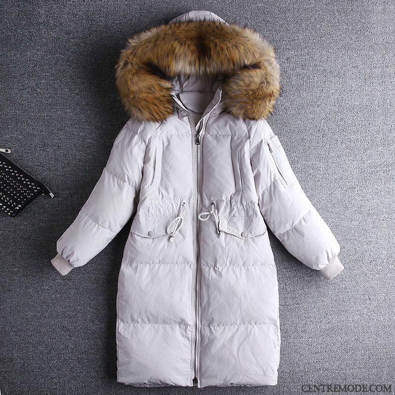 Veste En Coton Femme Hiver Vêtements Matelassé Tendance Longue Fourrure Duvet Matelassée Coloré Blanc