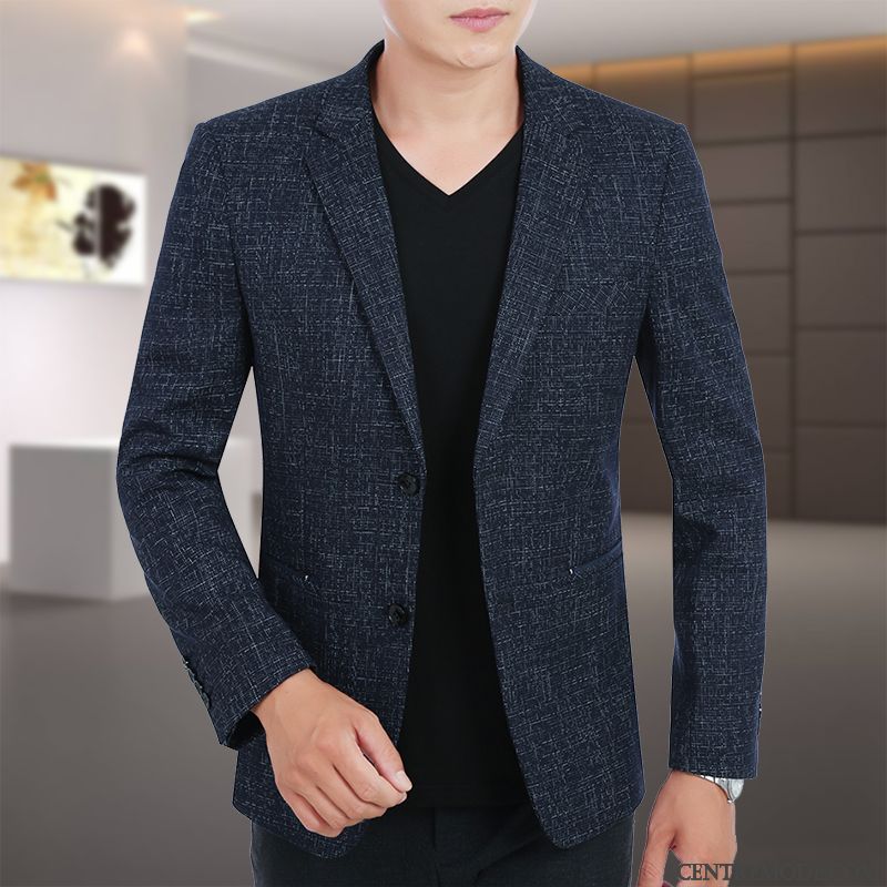 Blazer Costume Homme Cintrée Pas Cher Soldes, Costume Lin Mariage Homme Seashell Kaki