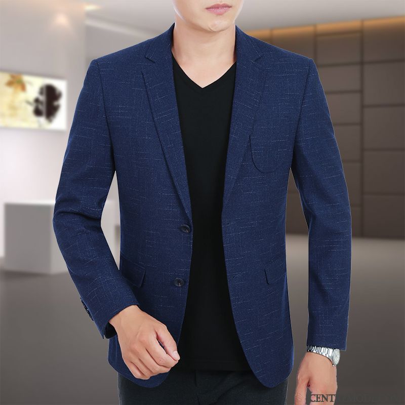 Blazer Costume Homme Cintrée Pas Cher Soldes, Costume Lin Mariage Homme Seashell Kaki