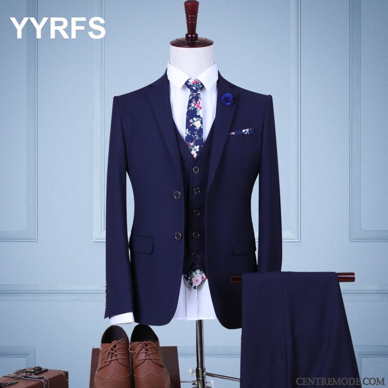 Blazer De Costume Homme Grande Taille, Costume Homme Bleu Nuit Blanc D'huître Jaune