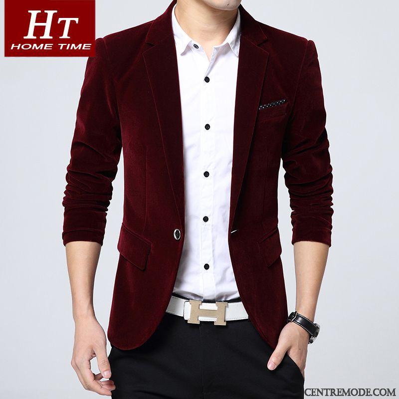 Blazer De Costume Pas Cher, Complet Blazer Homme Bordeaux Chocolat