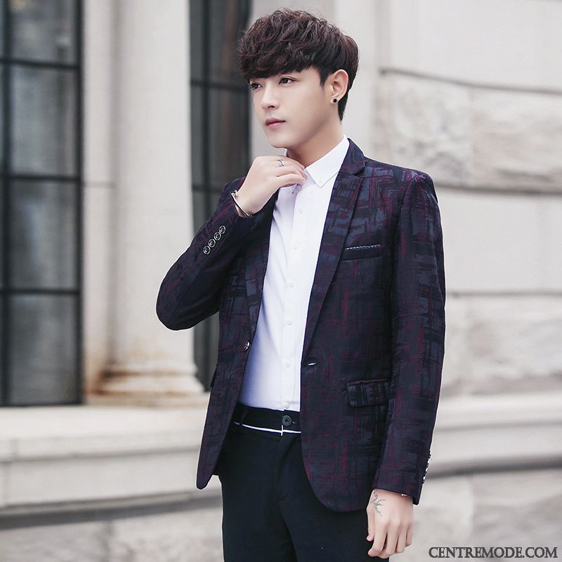 Blazer De Mariage Motor City Gris Brumeux, Costume Homme Rouge Et Noir