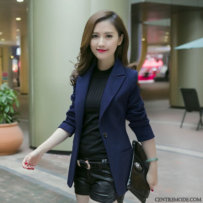 Blazer En Jean Courte Femme Brun Vin Rouge, Blazer En Jean Sans Col Pas Cher