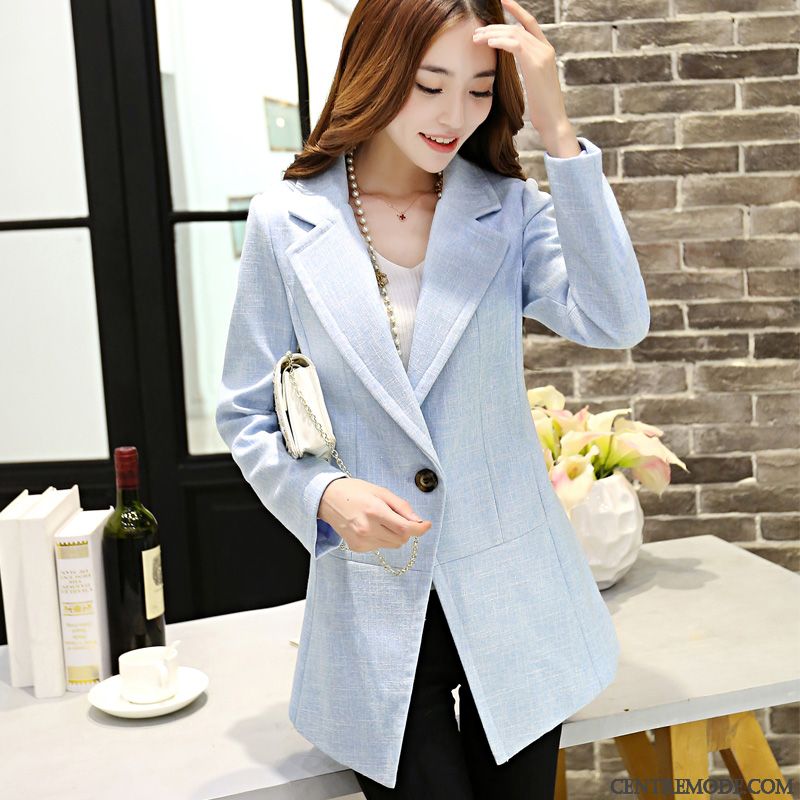 Blazer Longue Femme Été En Ligne, Blazer Femme En Coton Saphir Marron