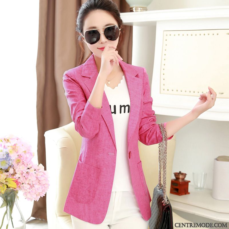 Blazer Matelassée Femme, Blazer Courte En Jean Rose Choquant Paleturquoise