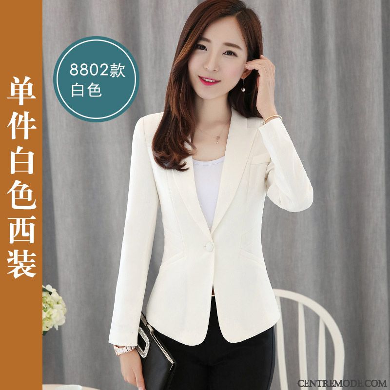 Blazer Simili Cuir Noir Femme Pas Cher, Blazer Femme Solde Hiver Peachpuff Blanc