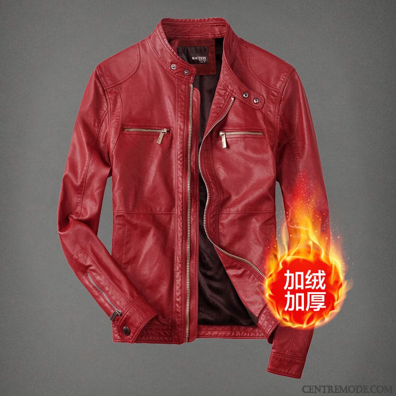 Blouson Blanc Homme, Veste En Cuir Fashion Saphir Saumon