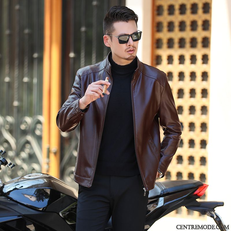 Blouson Cuir A Capuche, Blouson Homme Cuir Noir Steelblue Seashell