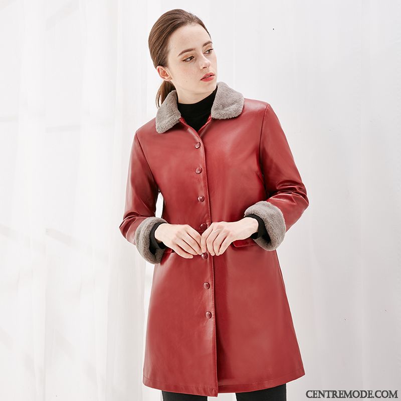 Blouson Cuir Blanc Femme Bordeaux Vert D'eau, Femme Veste Cuir Solde