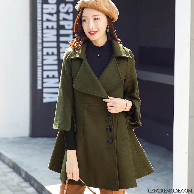 Blouson Cuir Femme Hiver Vert Mousse Gris, Acheter Un Manteau Mode En Vente